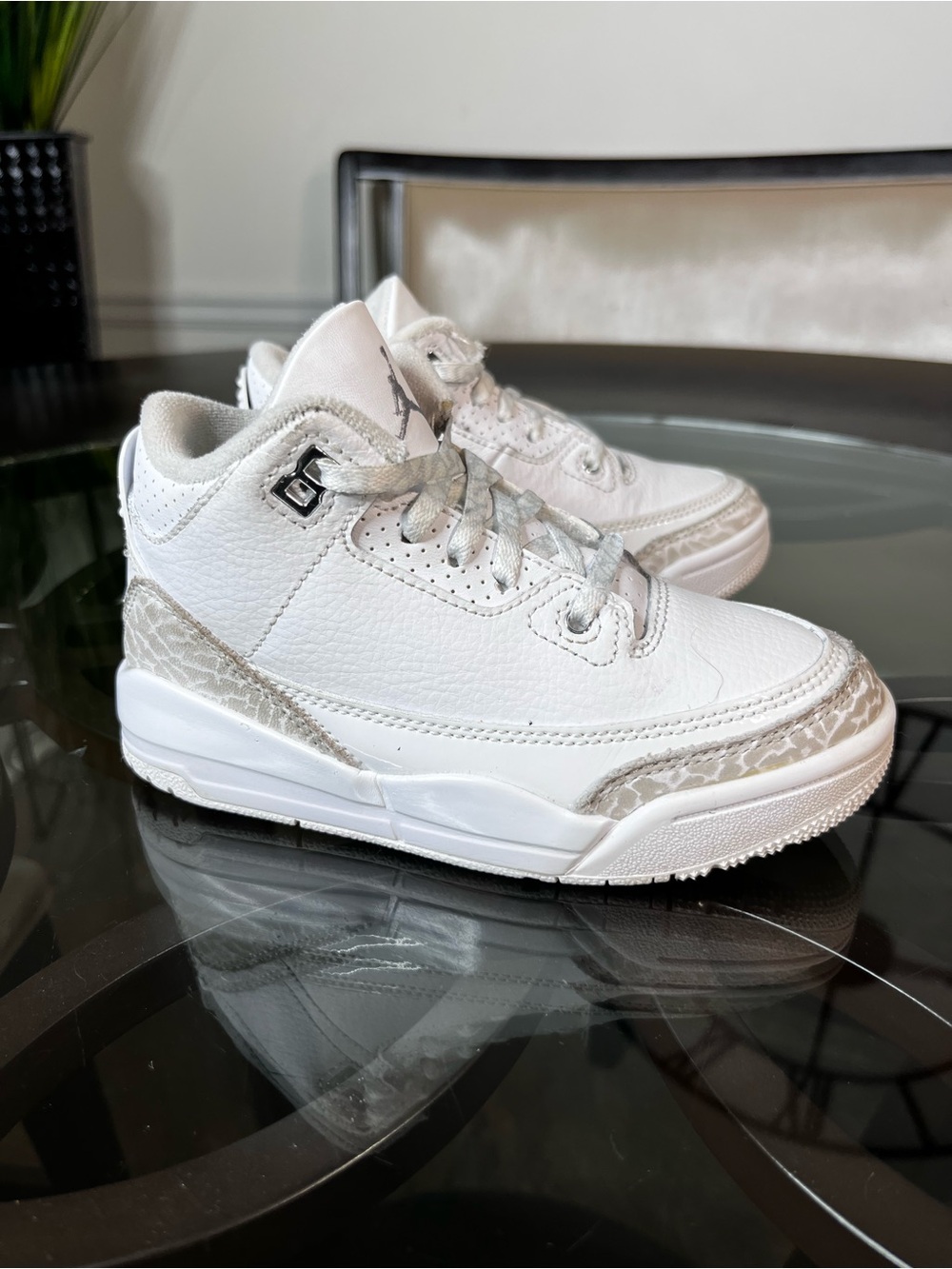Jordan 3 Retro "Pure Money" White/Metallic Silver-White Sz 11C